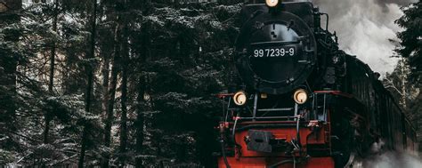 Download wallpaper 2560x1024 steam engine, train, smoke, rails, forest ...