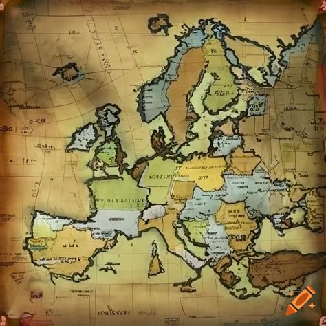 Realistic map of medieval europe on Craiyon