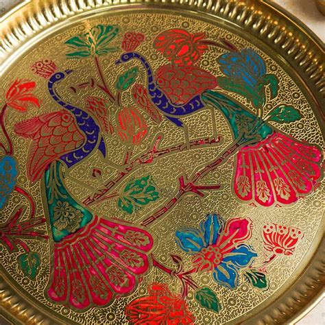 Traditional Minakari Brass Peacock Pooja Thali Set – JAIN ART VILLA