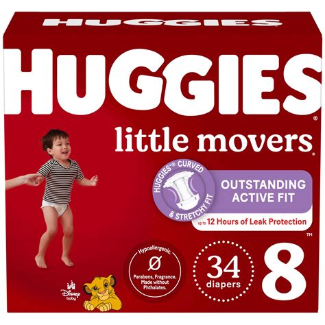 Huggies Size 8 Diapers, Little Movers Baby Diapers, Size 8 (46+ Lbs ...