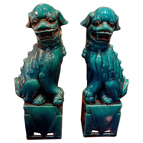 Pair of Chinese Yellow Glazed Porcelain Foo Dogs, circa 1930s For Sale ...
