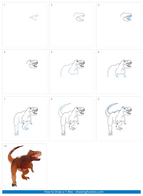 How to Draw a T-Rex Easy - Step by Step Easy Drawing Guides - Drawing ...