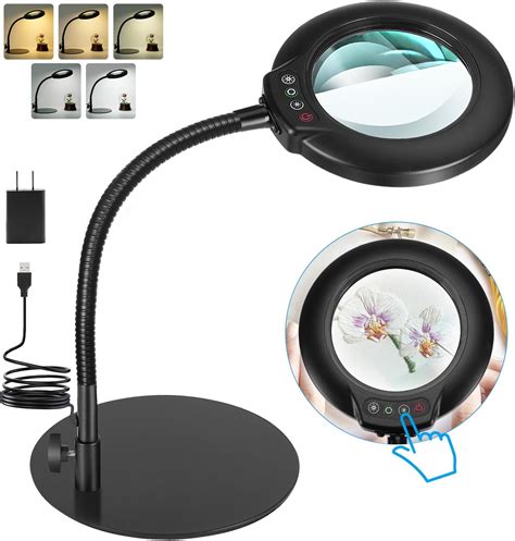 Amazon.com: KSOUSLATU 10X Magnifying Glass with Light and Stand, 144 ...
