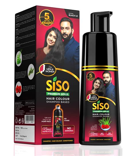 Siso Permanent Hair Color Shampoo Pump pack, Natural Black 180ml | No ...
