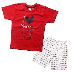 Buy Toonyport Infant Kids Cotton Printed Top and Bottom Set (Maroon, 6 ...