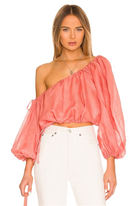 Bardot Gianna One Shoulder Top in Coral | REVOLVE
