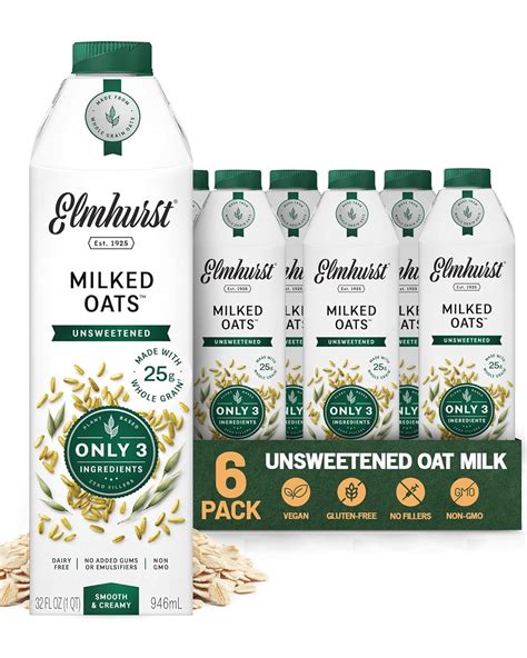 Amazon.com: Elmhurst 1925 Unsweetened Oat Milk - 32 Ounce (Pack of 6 ...