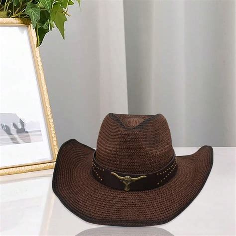 Straw Cowgirl Hats For Women Men Vintage Western Hats Beach Sun Hats ...