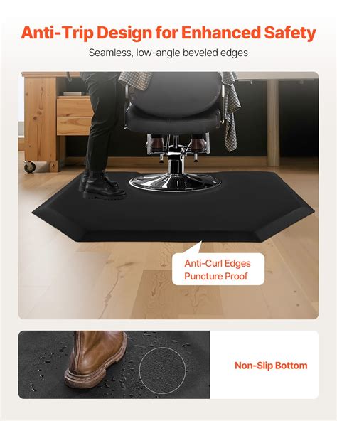 VEVOR 1 Inch Thick Salon Mat – 4×5 FT Hexagon, Anti-Fatigue
