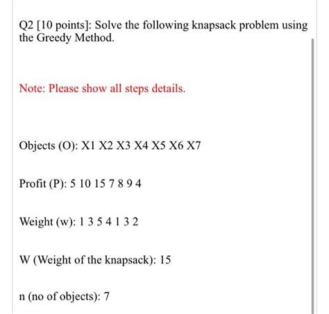Image result for Knapsack Problem Question with Answer
