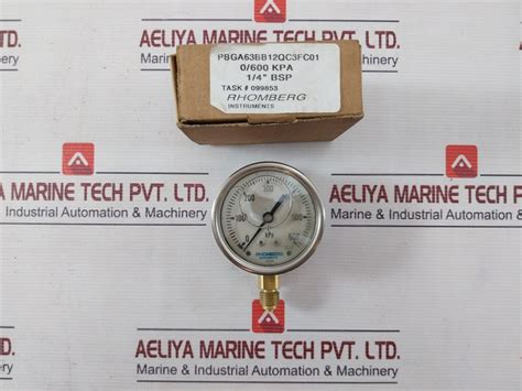 Rhomberg Instruments Pbga63Bb12Qc3Fc01 Pressure Gauge 0 To 600 Kpa ...