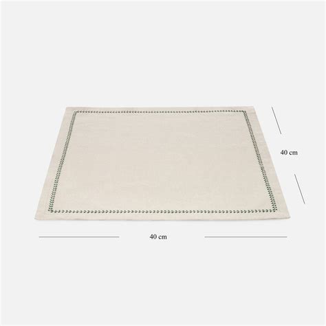 Shop Set of 4 Beige and Green Embroidered Cotton Napkins - at Best ...