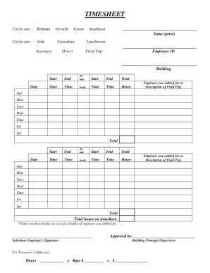 Fillable Online Lunchroom Timesheet Fax Email Print - pdfFiller