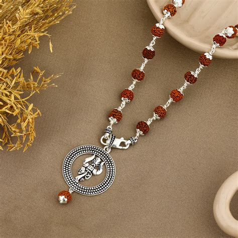 Trishul Rudraksha Silver Pendant – Prinjal Jewels