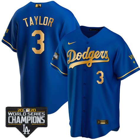 Chris Taylor Men’s Los Angeles Dodgers World Series Patch Gold Limited ...
