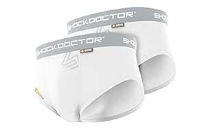 Shock Doctor Boys 2-Pack Brief with Mesh Cup Panel, White, XX- Small ...