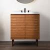 JONATHAN Y Aubert Thick Linear Slat Modern Farmhouse 30-in Walnut ...