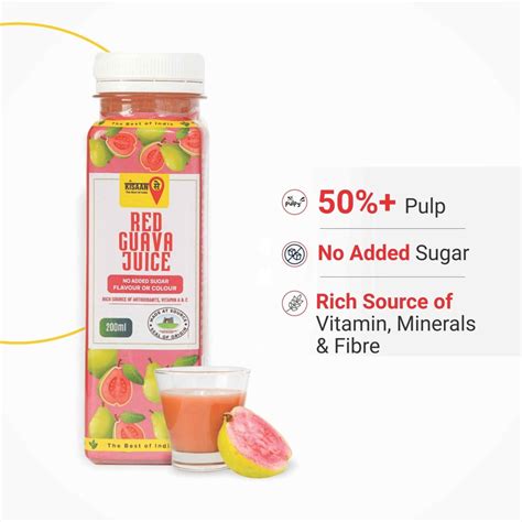 Red Guava Juice - No Added Sugar, Flavours or Colours - 200 ml – KisaanSay