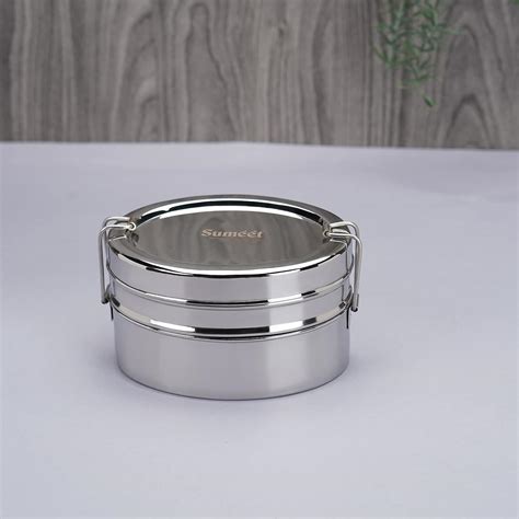 Buy Sumeet Stainless Steel Oval Lunch Box/Tiffin with 2 Compartments ...