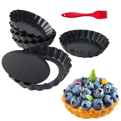 Amazon.com: HEINCACOK 4 inch Mini Tart Pans with Removable Bottom Non ...