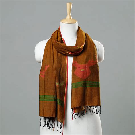 Jamdani Handloom Cotton Stole with Tassels