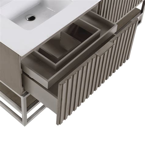 BEMMA Terra 60-in Greywash Undermount Double Sink Bathroom Vanity with ...