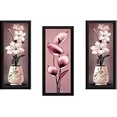 SAF paintings Set of 3 Flower Floral Pot UV Coated Home Decorative Gift ...