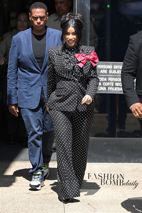 Cardi B Addresses Pregnancy Rumors at Civil Trial in Valentino Polka Dot Suits - Hollywood ...
