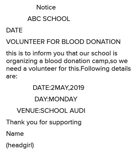 3. You are Head Boy / Head Girl of ABC Public School. Draft a notice in ...