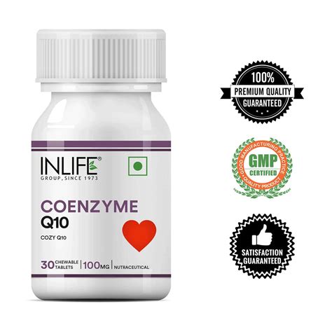 Buy INLIFE COENZYME Q10 - 100 MG (UBIQUINONE) 30 CHEWABLE TABLETS ...