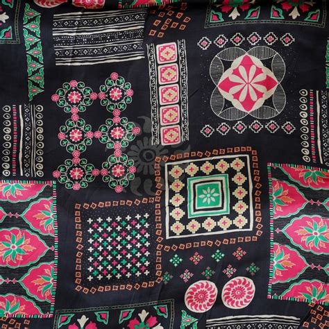 Pure Modal Satin Print Black Design Fabric – Sanskruti