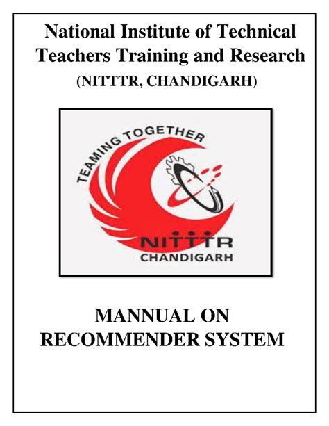 Lab Manual on Recommender Systems (NITTTR, Chandigarh) - Studocu