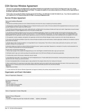 Fillable Online CSA Service Window Agreement. GrizzOrgs Form Fax Email ...