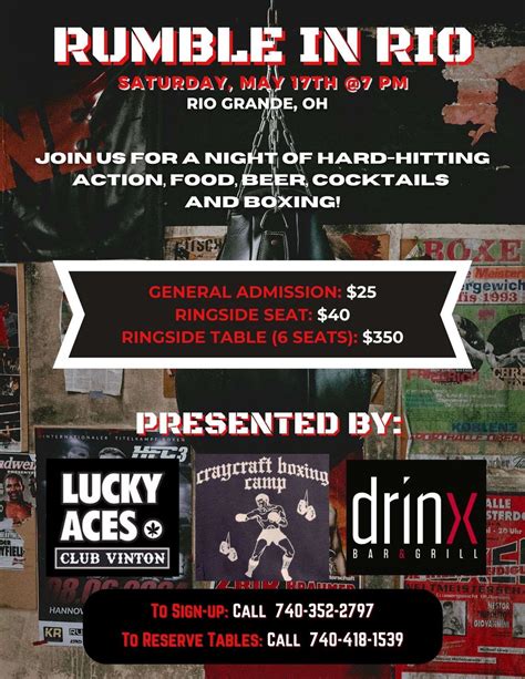 Rumble In Rio Boxing Night , 30 Pleasant Valley Rd, Vinton, OH, Rio ...