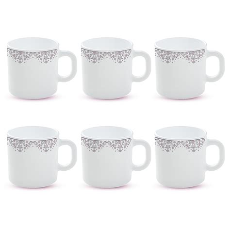 Larah by BOROSIL Lark Opalware Mug, Set of 6 Tea/Coffee Mugs, 180 ml ...