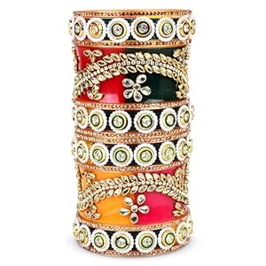 Buy EMERY Quadcolour Chuda Bangles Set, Pink, Yellow, Green, Red ...