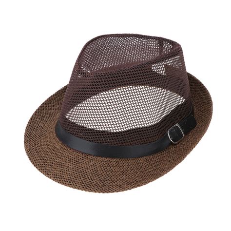 ⚡️Buy Mens Short Brim Beach Panama Fedora Straw Hat Coffee at the best ...