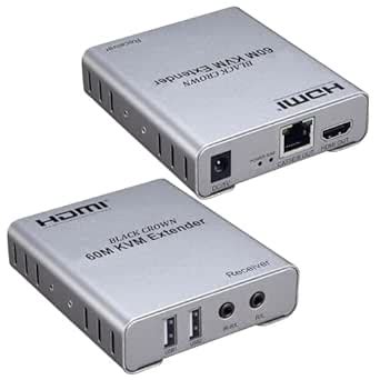 BLACK CROWN 60M KVM HDMI Extender with 1080P R/L Audio by CAT5E Cat6 ...