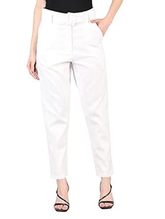Buy DLANXA Women Office Wear Formal Trouser White 5XL at Amazon.in