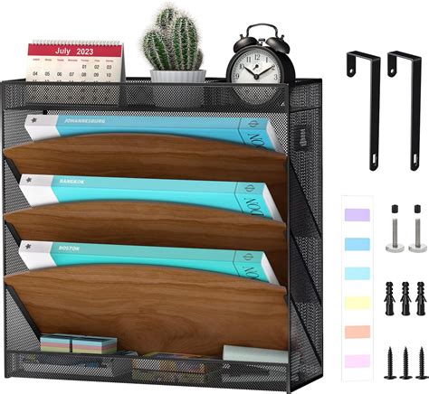 Amazon.com : Aimeaihe Wall File Organizer, Wood Wall File Holder, 5 ...