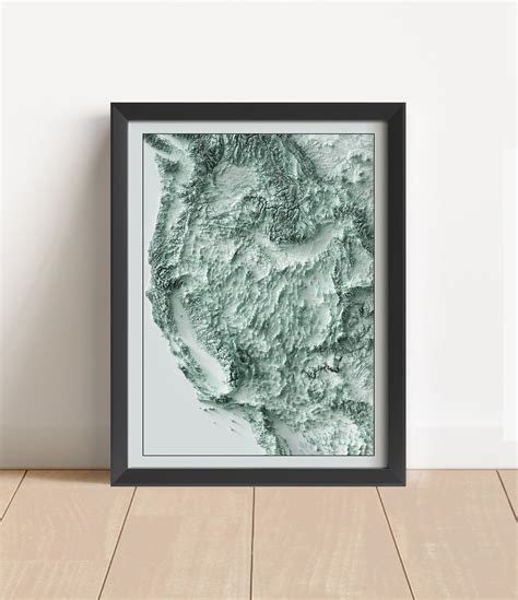 Western USA Map, Western United States Relief Map, Western USA Wall ...