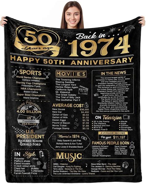 50th Anniversary Blanket Gifts Gift for 50th Wedding Anniversary Golden ...