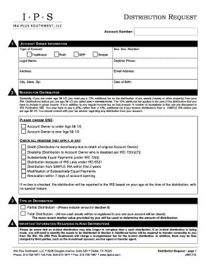 IRA Distribution Request Form - Blank Fillable Template | Fill Out ...