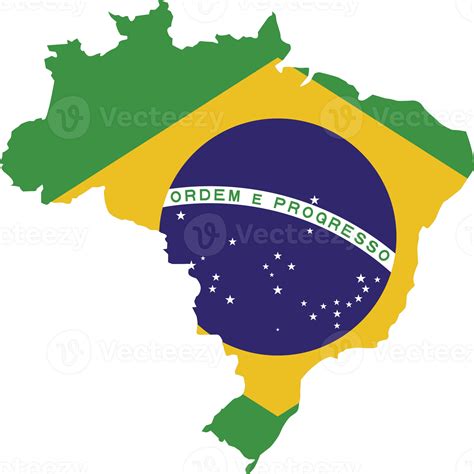 Brazil map city color of country flag. 12177336 PNG