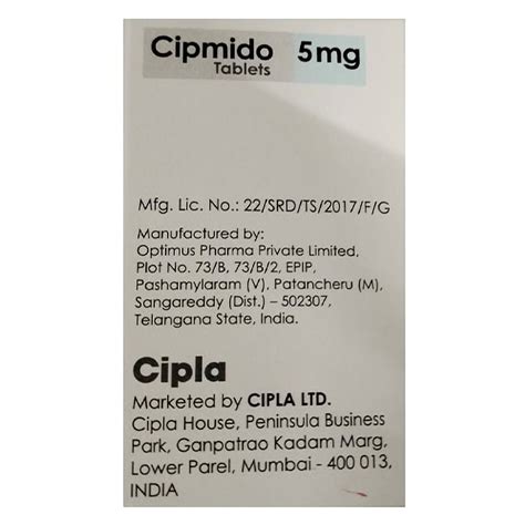 Cipmido 5 Tablet 30's Price, Uses, Side Effects, Composition - Apollo ...