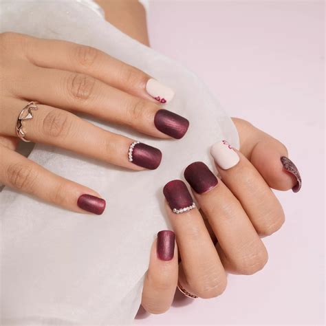 Matte Red Heart Presson Nails Set – Nailknack