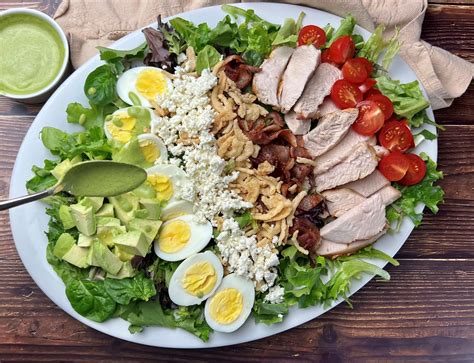 Turkey Cobb Salad with Green Goddess Dressing - Julianne's Kitchen