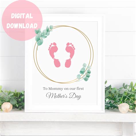 Our 1st Mothers Day Gift, First Mother's Day Footprint Art, Gift From ...