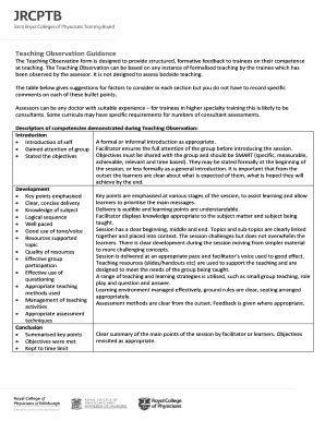 Fillable Online Teaching Observation Guidance Fax Email Print - pdfFiller