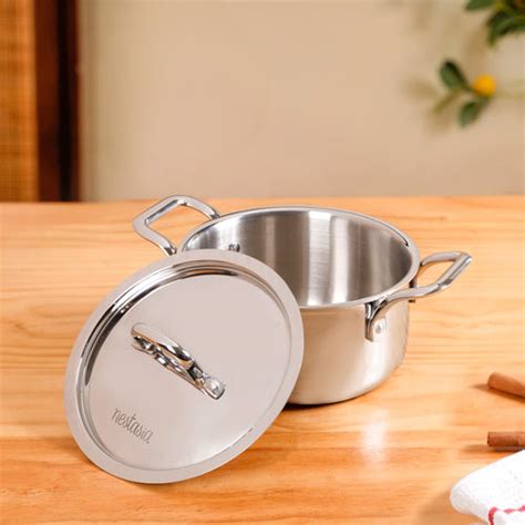 Aluminium Core Stainless Steel Kadai With Lid 3000ml Online - Premium ...